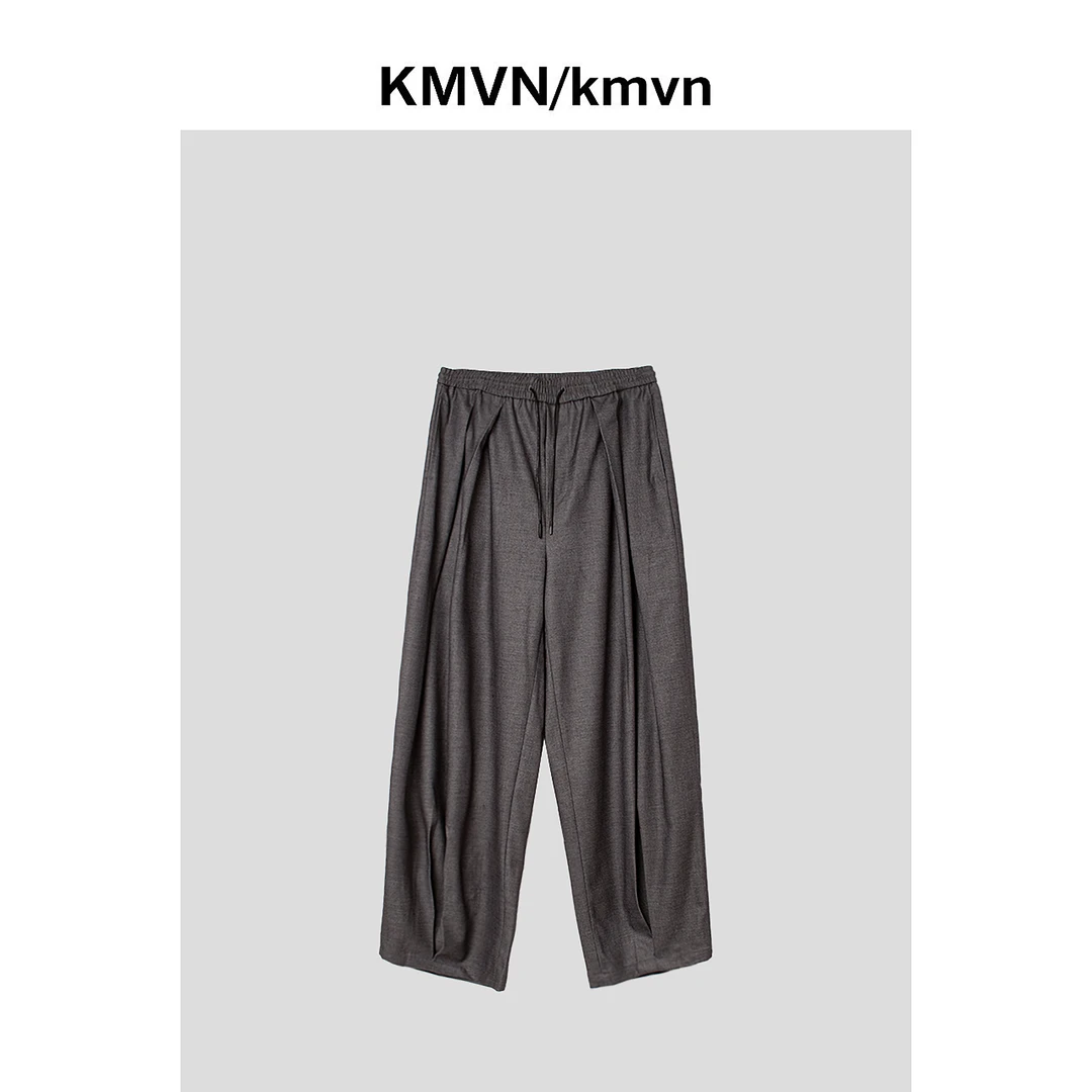 kmvn/kmvn【灰染】2025夏季潮流舒适原创设计褶皱松紧休闲裤
