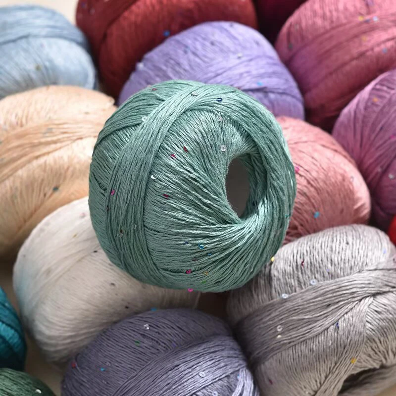 亮片桑蚕丝棉麻毛线亮晶晶四季手工羊毛编织配线混线超软春夏秋冬