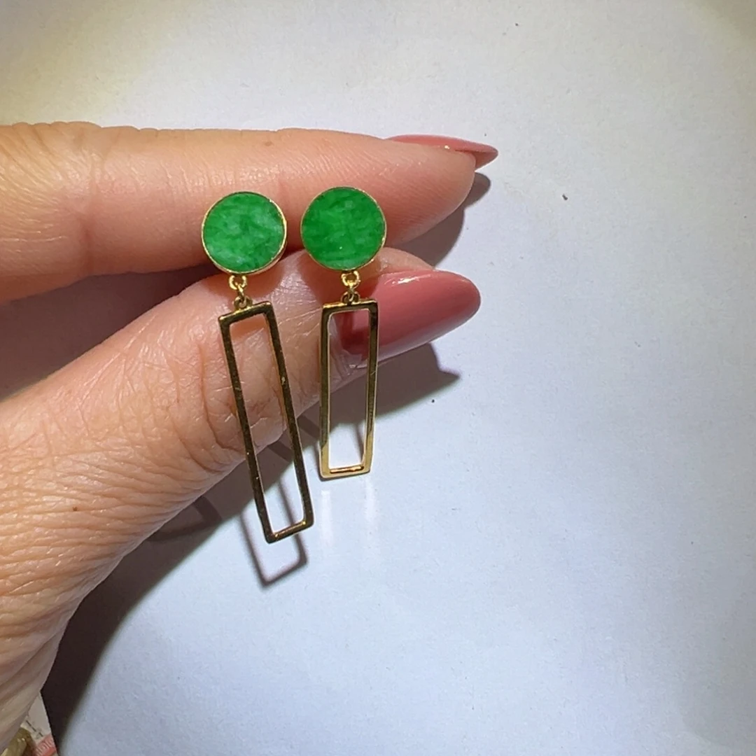 翡翠颈饰18K金镶嵌耳环