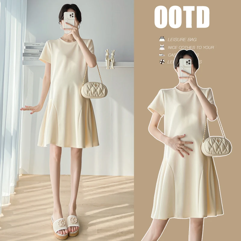 时髦孕妇夏装宽松简约时尚夏天凉快裙子显瘦气质小个子新款连衣裙