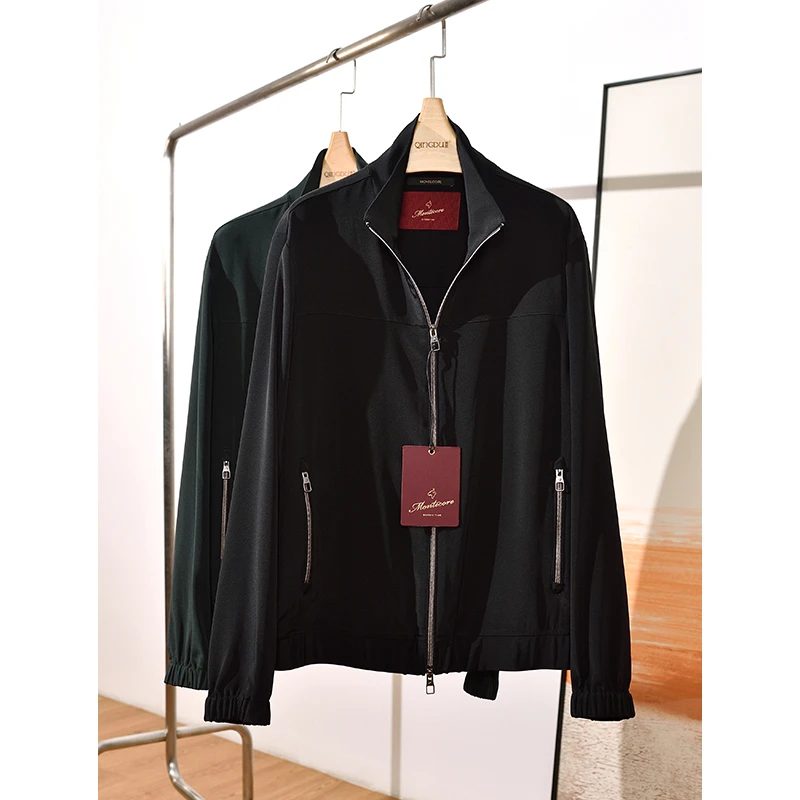 秋季新品 男款小狗家真丝拉链立领开衫外套