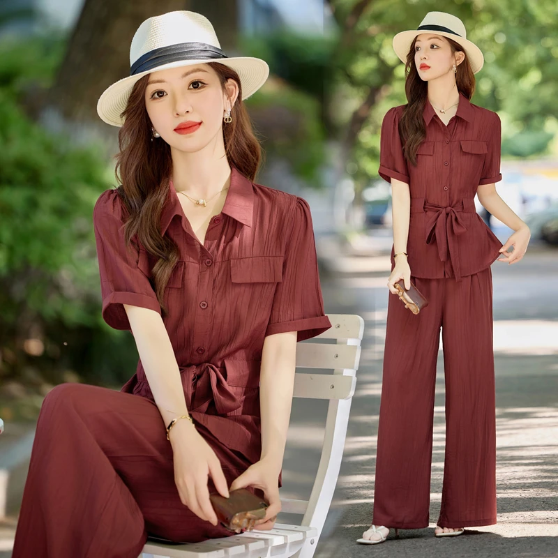 现货夏季新款2025套装女时尚气质优雅简约洋气时髦两件套