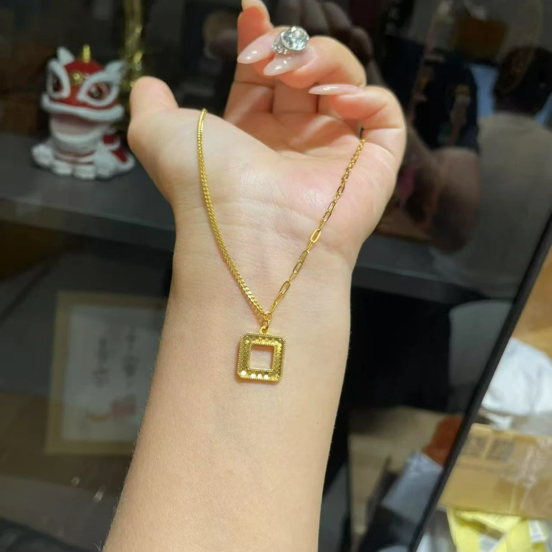 【小鹏黄金】足金999鳞片方块AB项链7.38