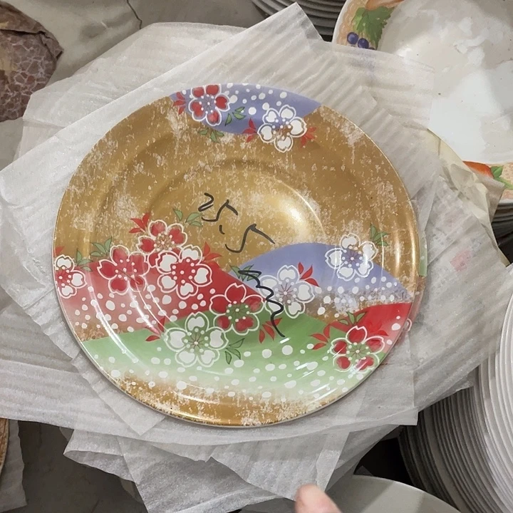 瓷片外贸尾货樱花深盘一对