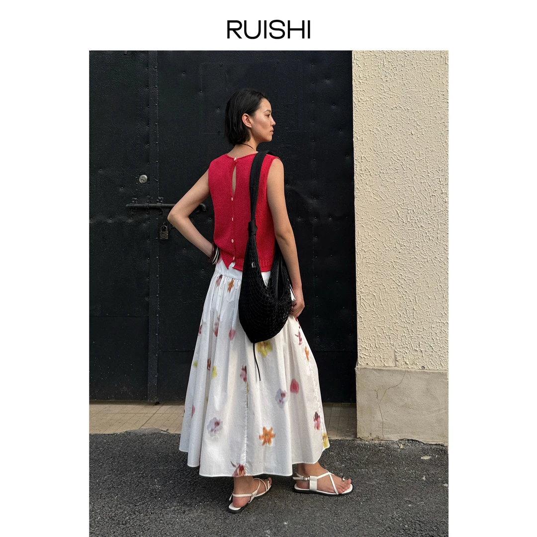 RUISHI芮时轻量和纸纱前后两穿条纹无袖针织背心女夏R25A178901