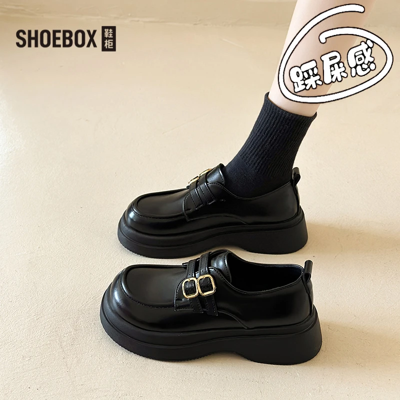 SHOEBOX鞋柜小皮鞋女款英伦风2025春季jk配裙子乐福鞋厚底女鞋