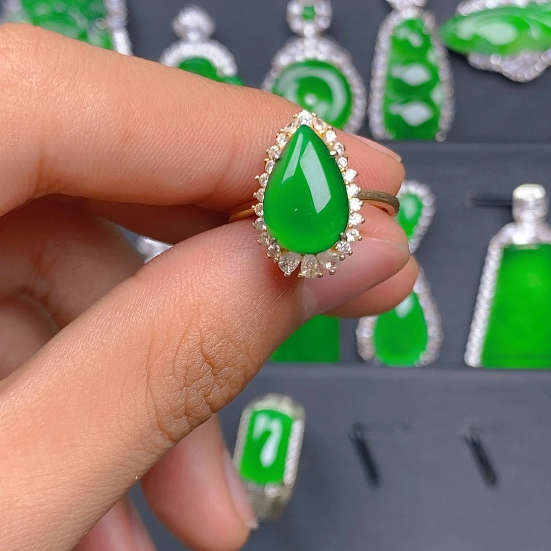 银S925镶嵌戒指翡翠戒指