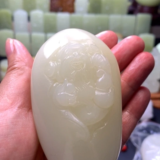 石材方解石手把件