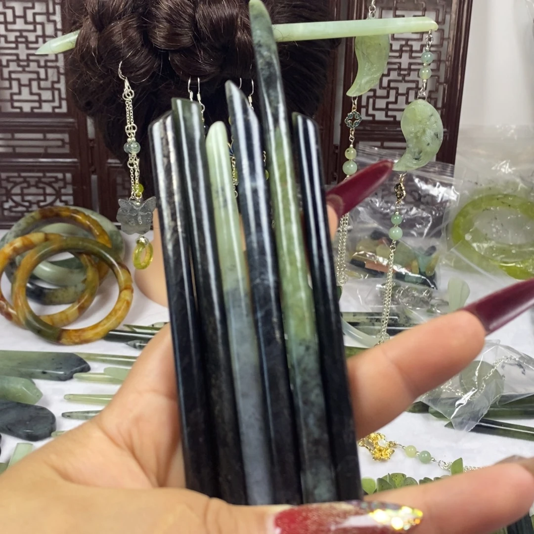 蛇纹石玉未镶嵌发簪
