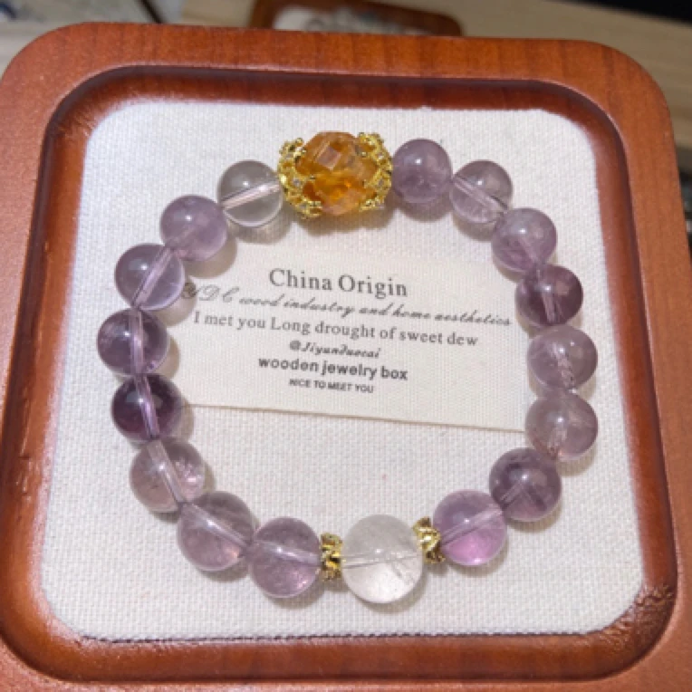 天然紫水晶黄塔晶手串新款手链