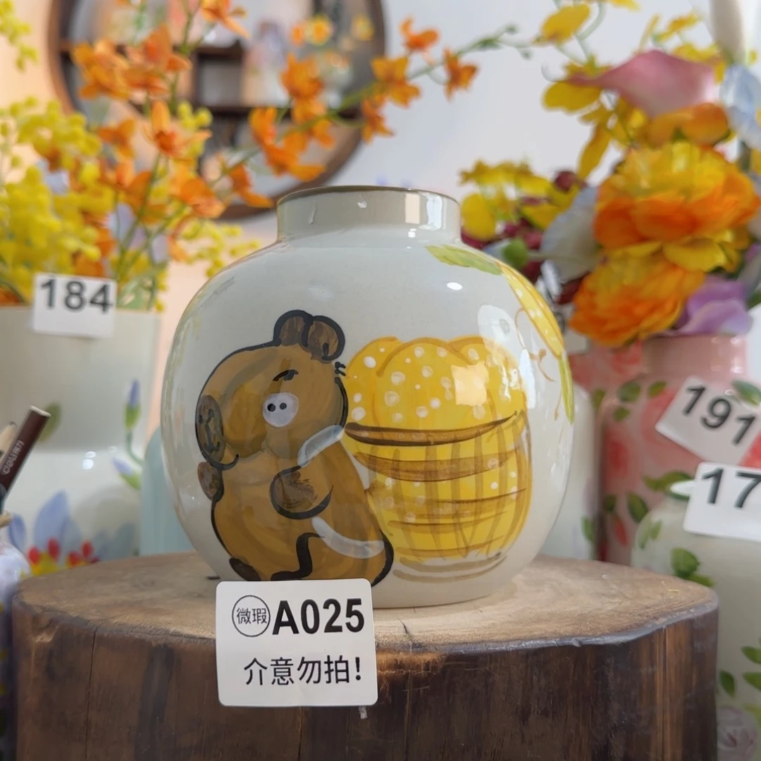 摆件景德镇手绘陶瓷花瓶摆件无孔