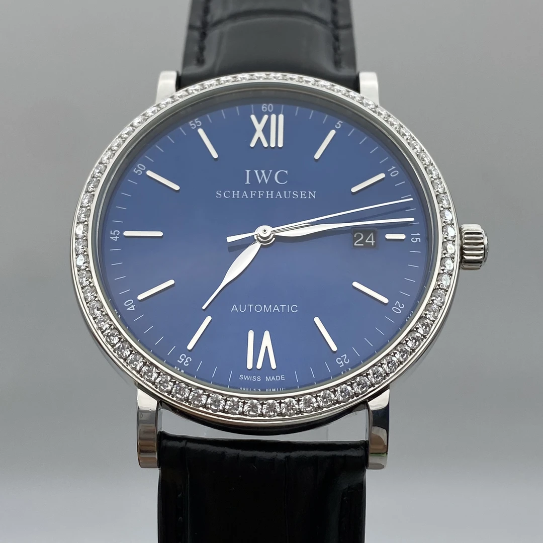 95新 IWC/万国 万国 柏涛菲诺 红60 后升级蓝盘 后镶钻 表径：40mm