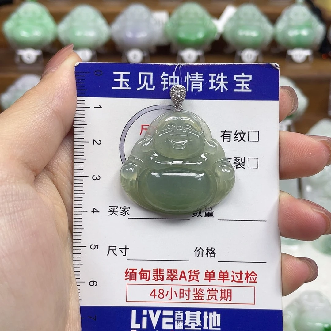 翡翠银S925镶嵌颈饰佛公