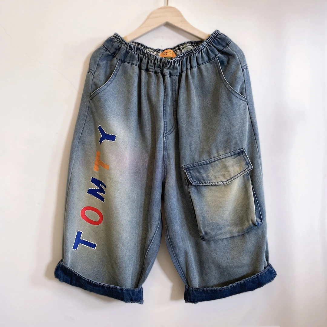 中年妈妈装夏季显瘦遮肉宽松舒适休闲牛仔短裤2025新款YX105761