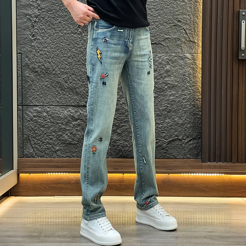 牛仔裤男款爆款2025新款男士美式复古牛仔裤时尚百搭潮流直筒裤子