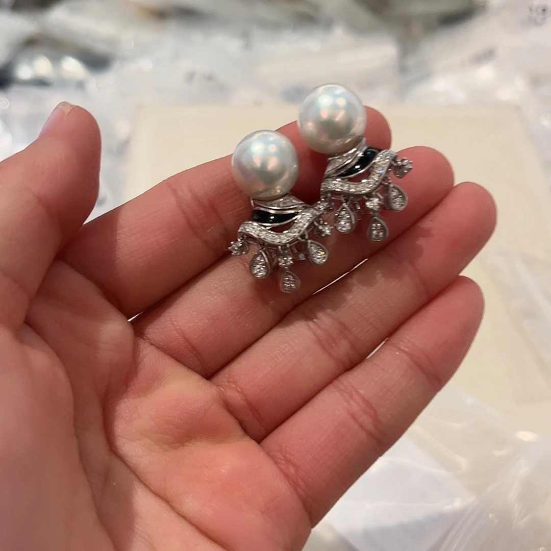 淡水珍珠耳饰银S925镶嵌