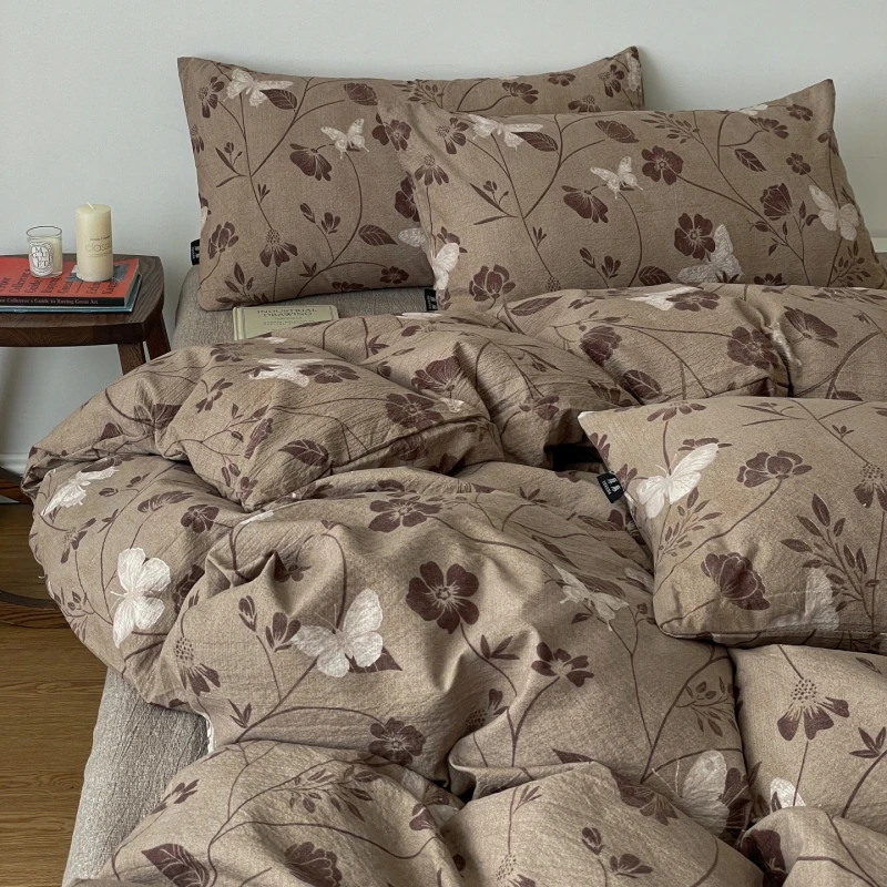 新款秋冬新品A类高克重亚麻复古诧季风原麻棉麻床单四件套四季款