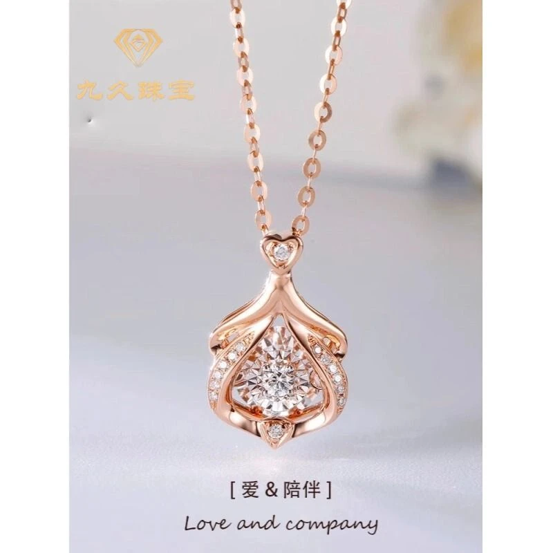 九战久胜围镶爱心钻石玫瑰金吊坠套链情人节轻奢小众2025新款