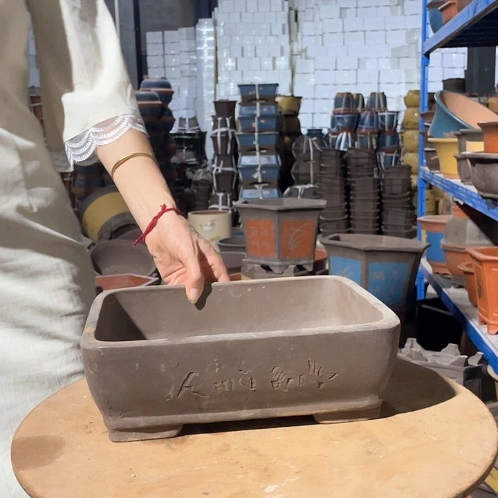 29紫泥圆角马槽花盆花盆