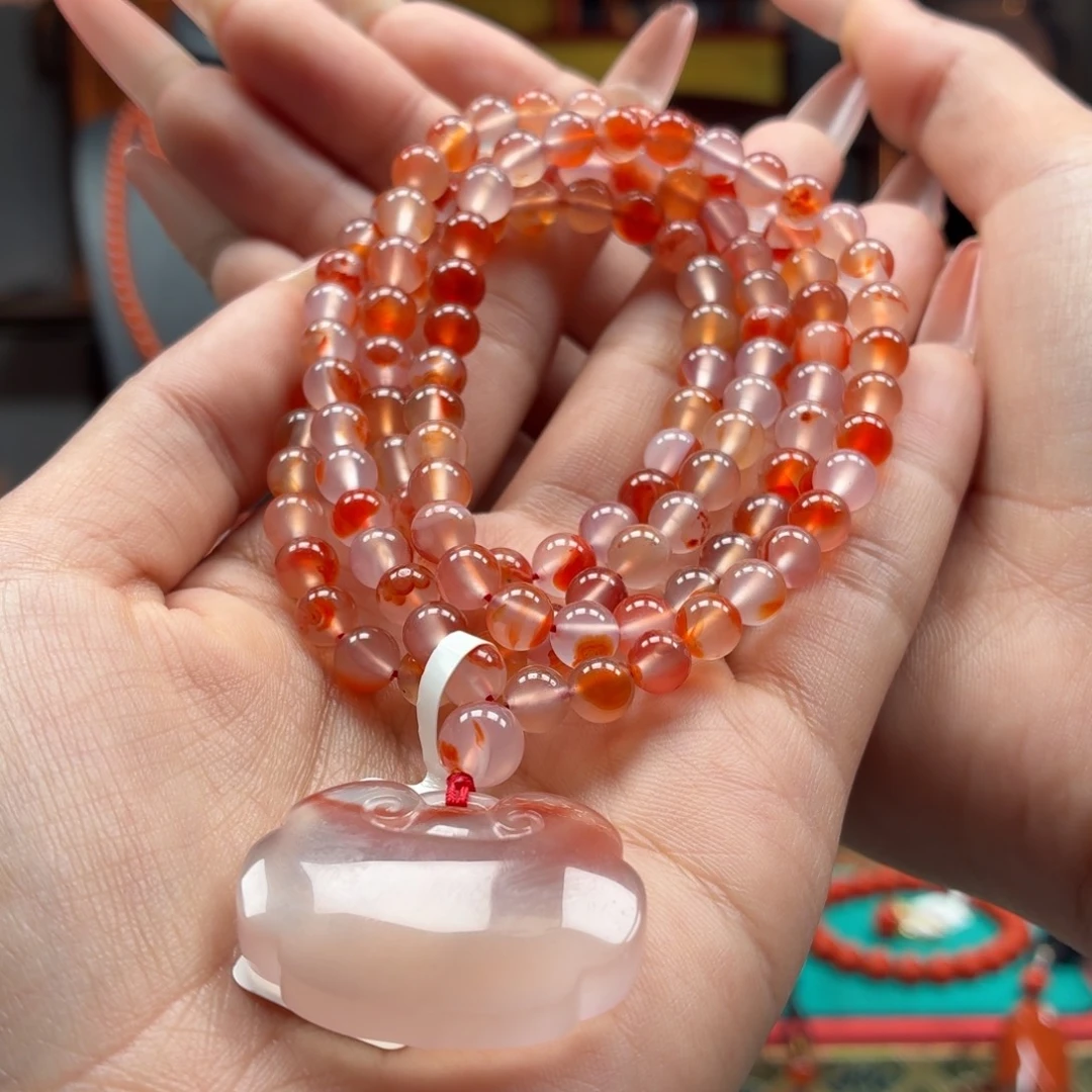 南红玛瑙未镶嵌多圈原矿保山南红干掌冰飘多圈卡6+