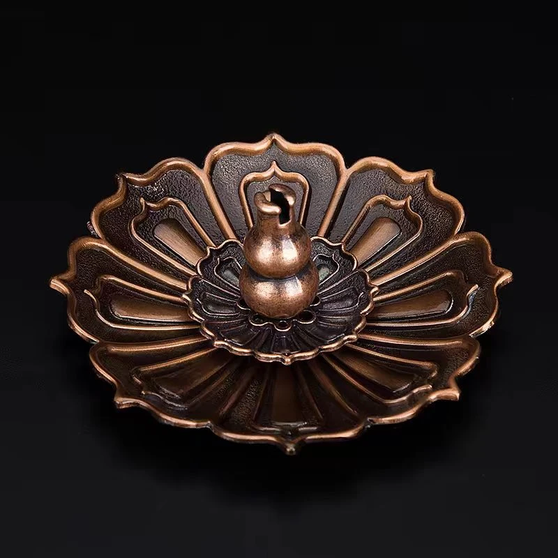 古铜莲花香盘一个