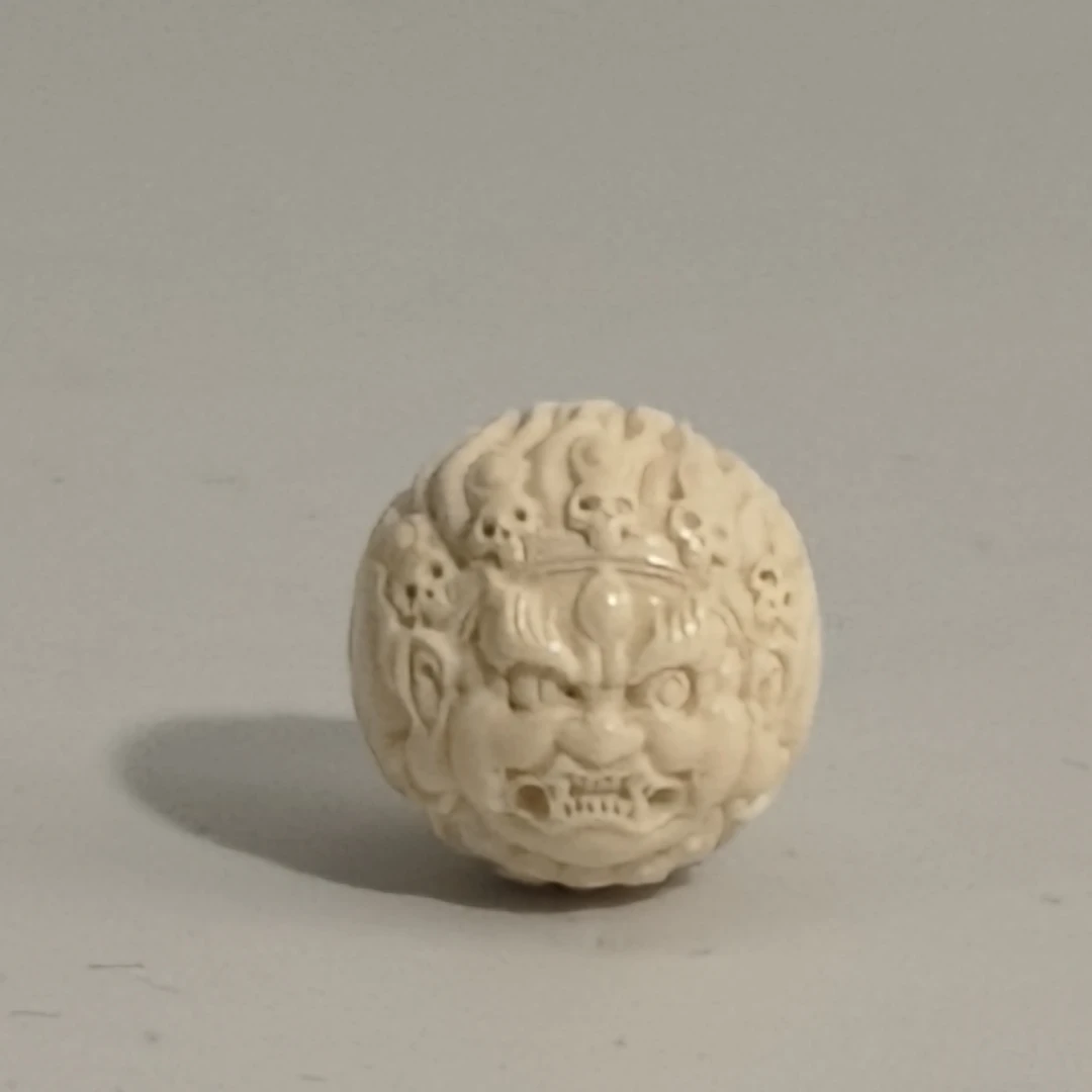 猛犸牙雕白冰料大黑天14mm+配饰假一罚四X2094