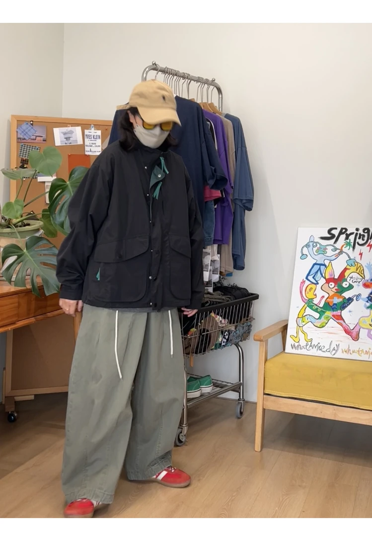 日系复古早春新款休闲防风中款风衣外套