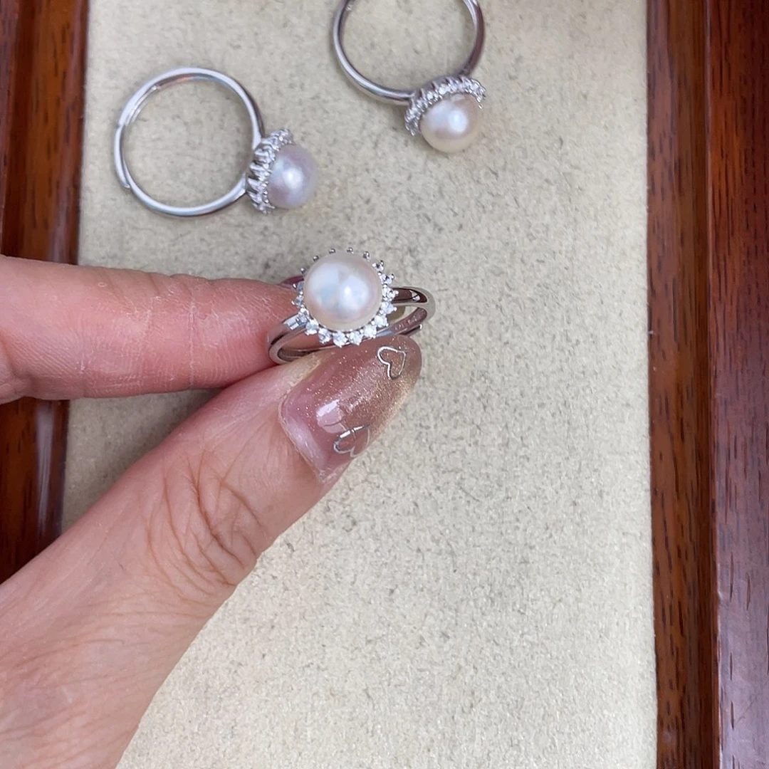 海水珍珠戒指银S925镶嵌