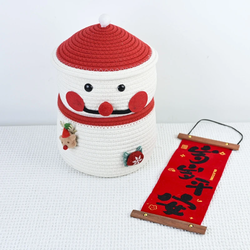 圣诞新款雪人棉绳收纳组合