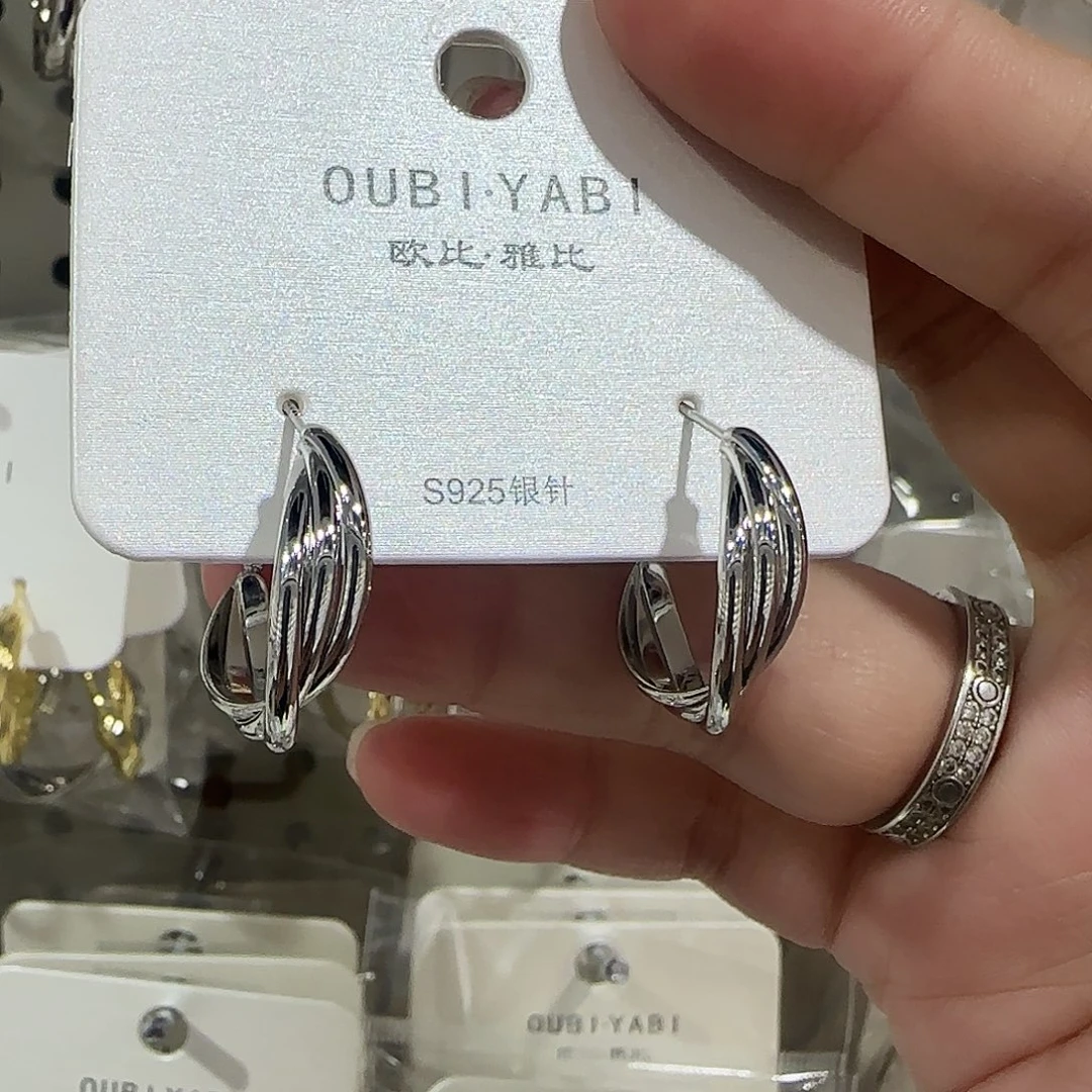 锆石纯铜合金银色2厘米耳圈