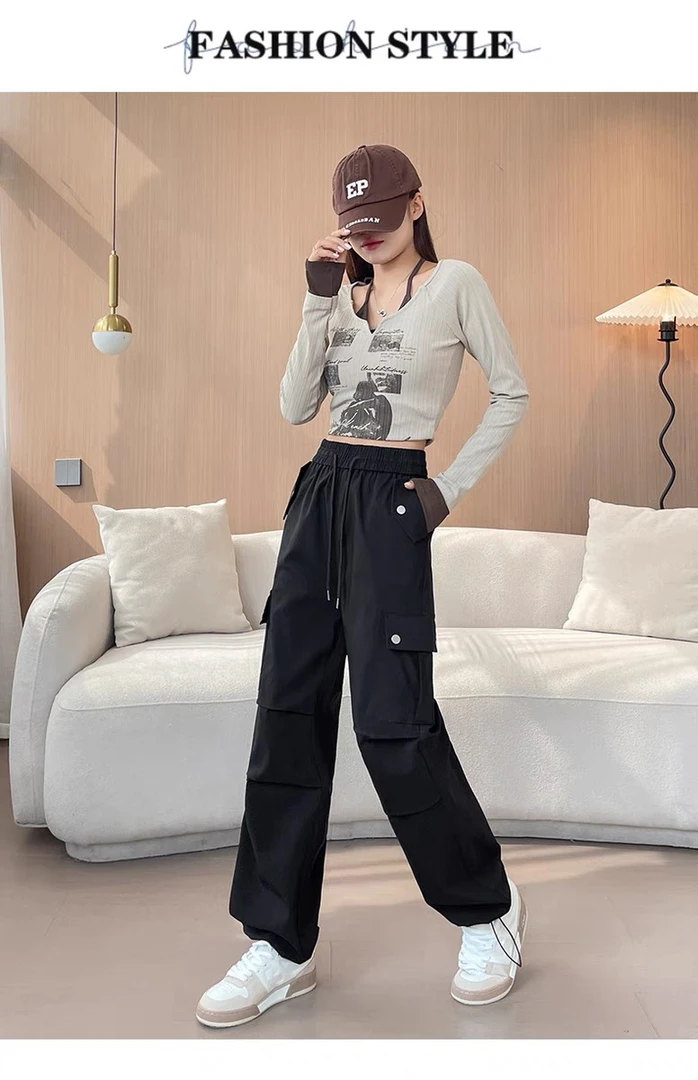 1806女士春秋美式百搭工装裤