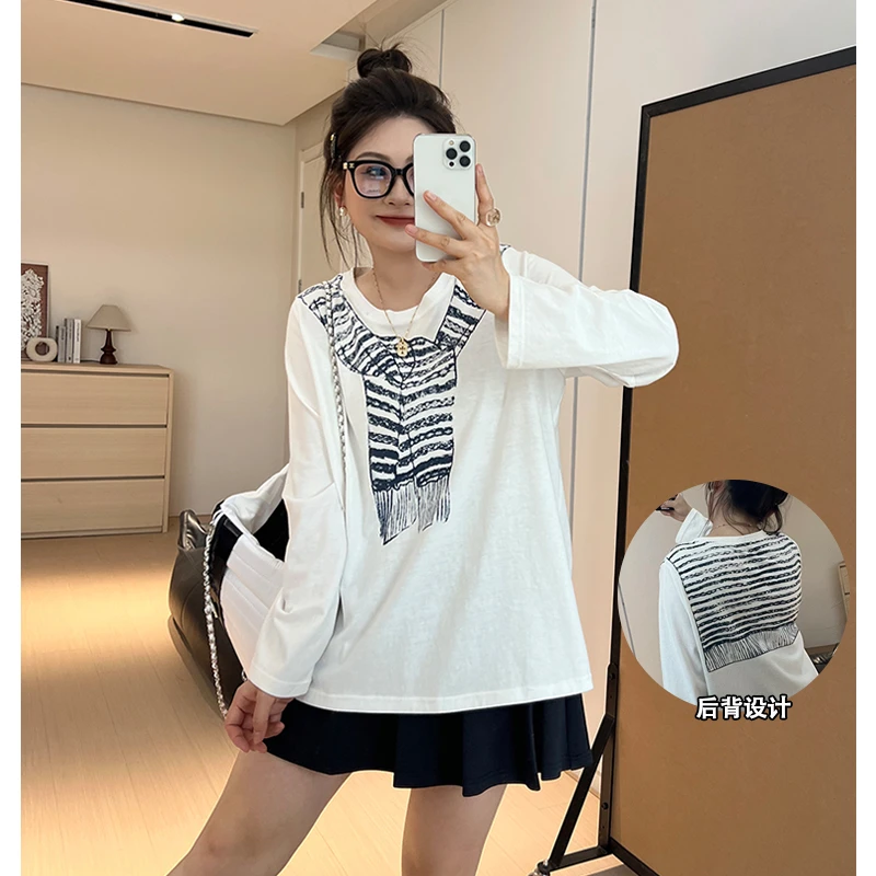 【胖佳佳】现货~艺术生 长袖T恤秋季时尚设计感休闲上衣H625Z13016