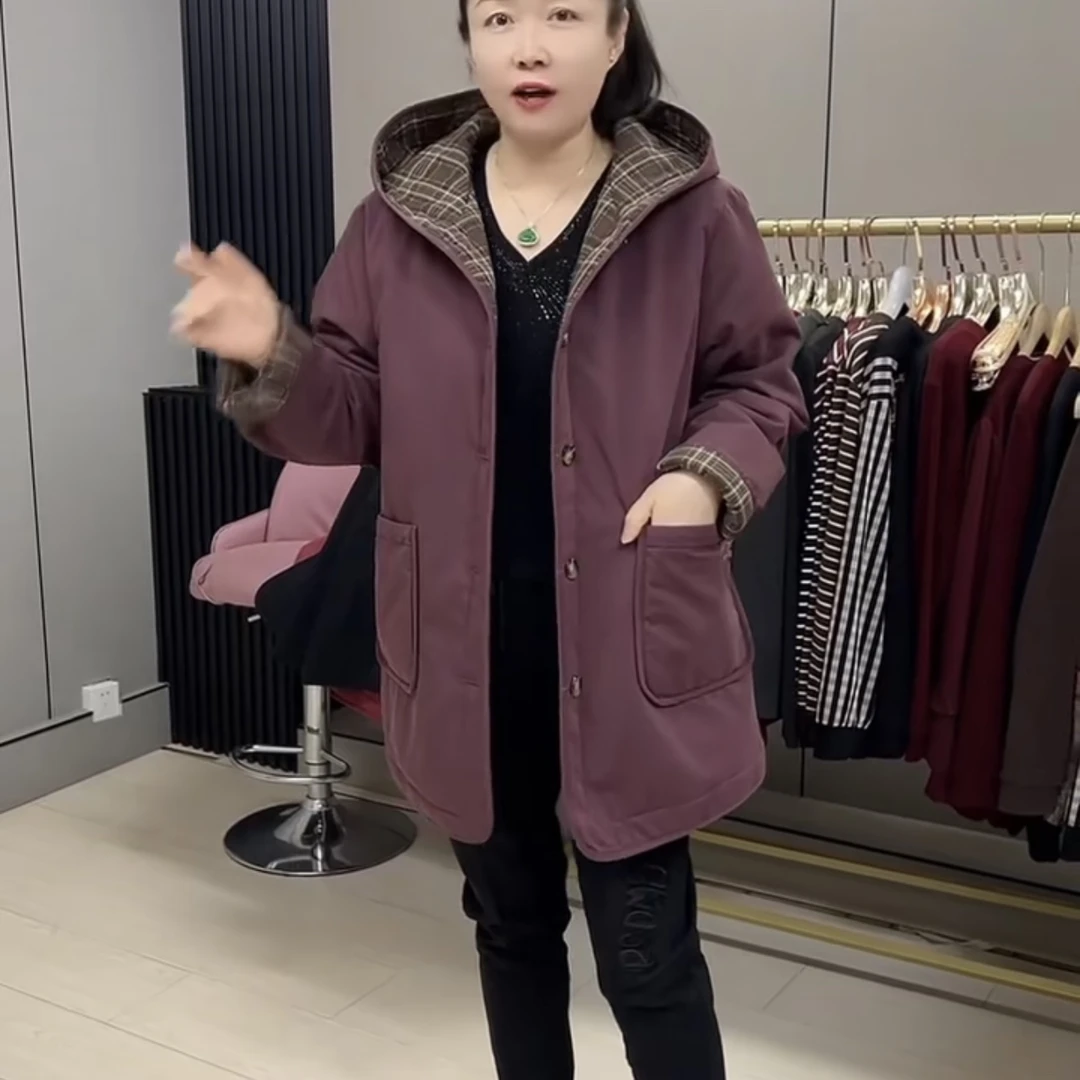 3710*款时尚大码秋冬实用百搭好穿保暖水洗棉扣板连帽上衣外套