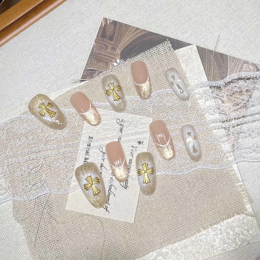 【神谕】复古十字架丝绒猫眼克罗之心穿戴甲