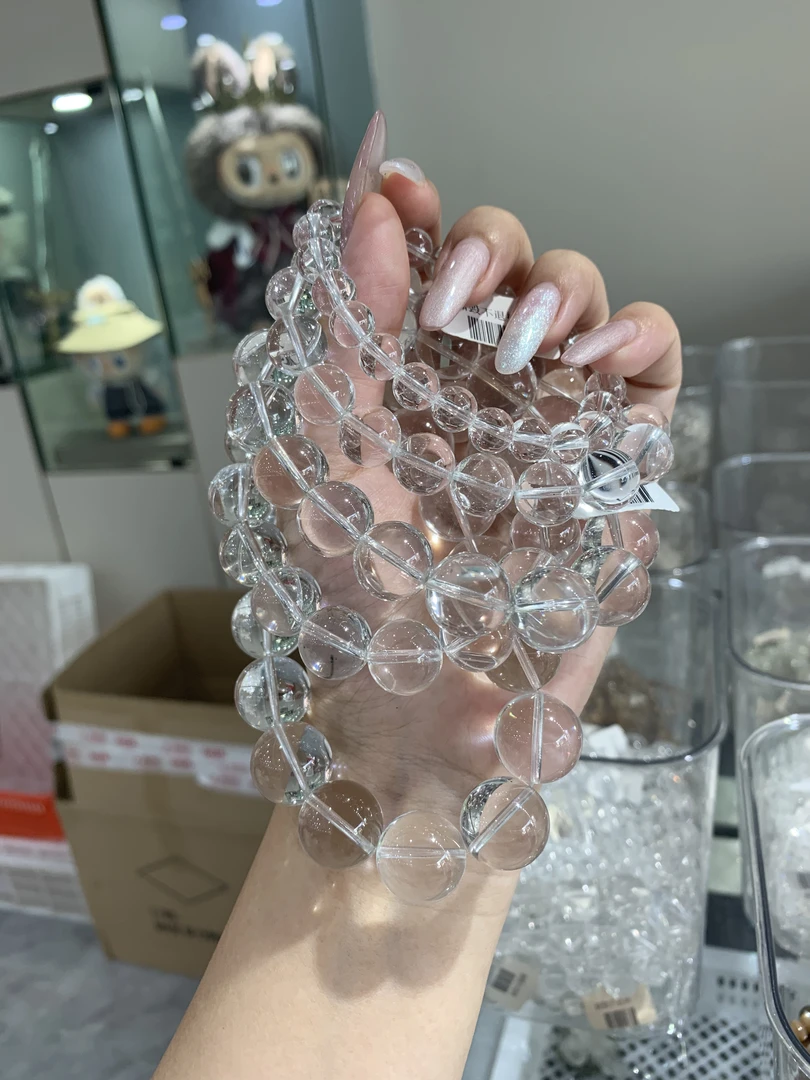 水晶手串高净度直播报价链接高品质水晶素圈DIY设计男女同款