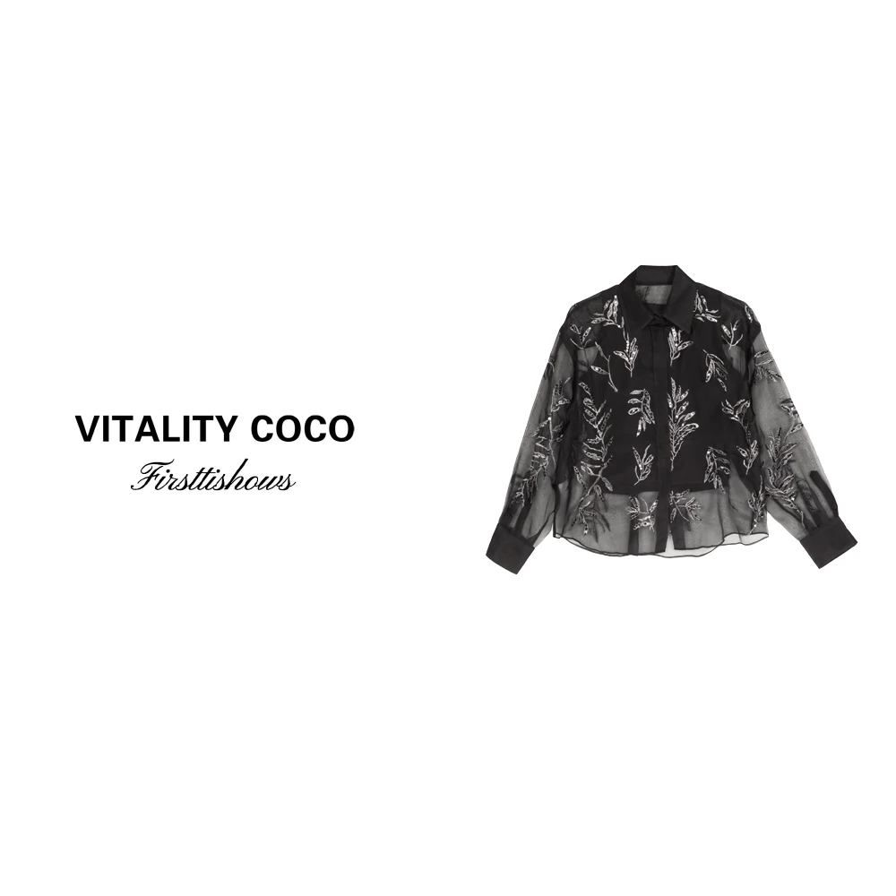 「VITALITY COCO」2025春季新款刺绣重工衬衫上衣+裤子-1826