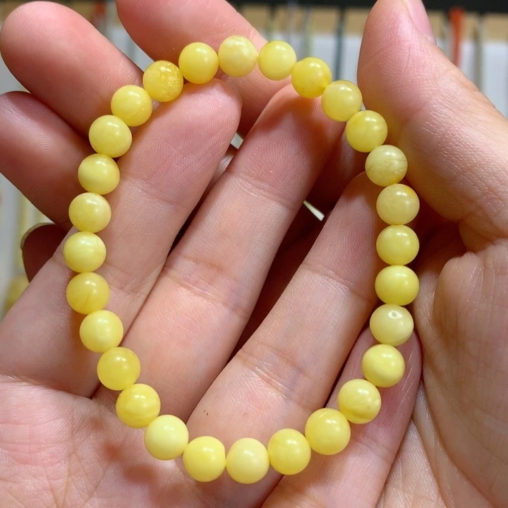 蜜蜡未镶嵌手链特价瑕疵6.7mm