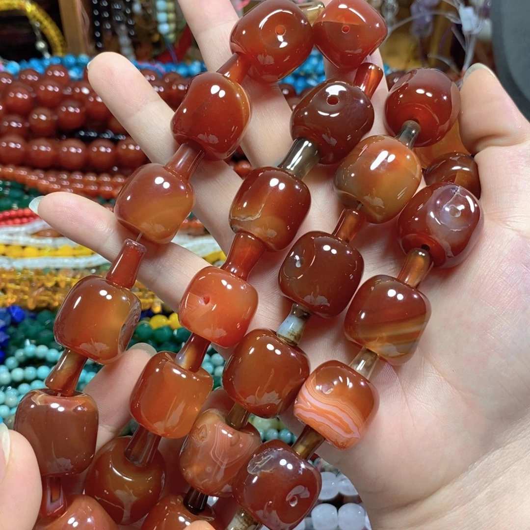 玛瑙/玉髓未镶嵌珠宝半成品玛瑙三通一条卡22mm