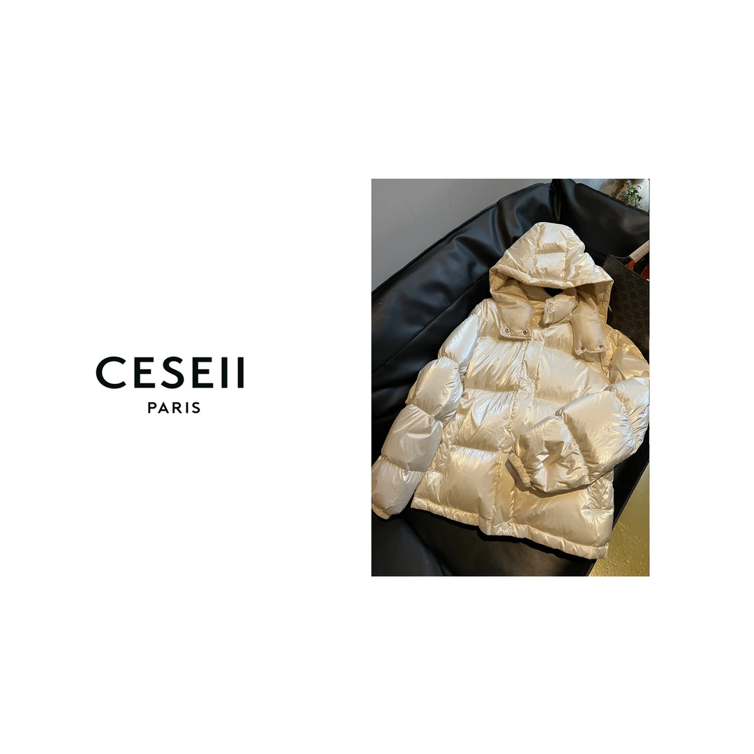 【XJ1327】CESEII秋冬新款时尚珍珠白鹅绒女士外套