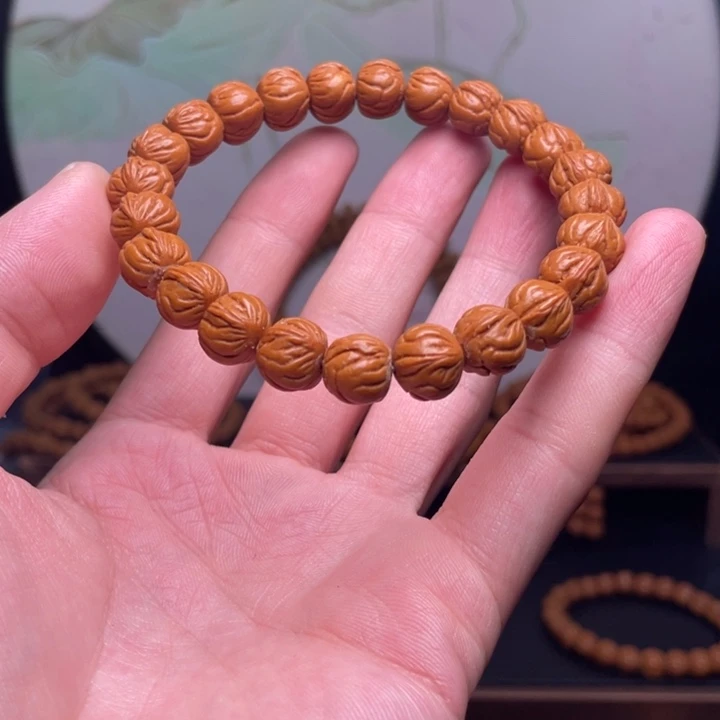 淡***对手串桃核10玉龙脊手串