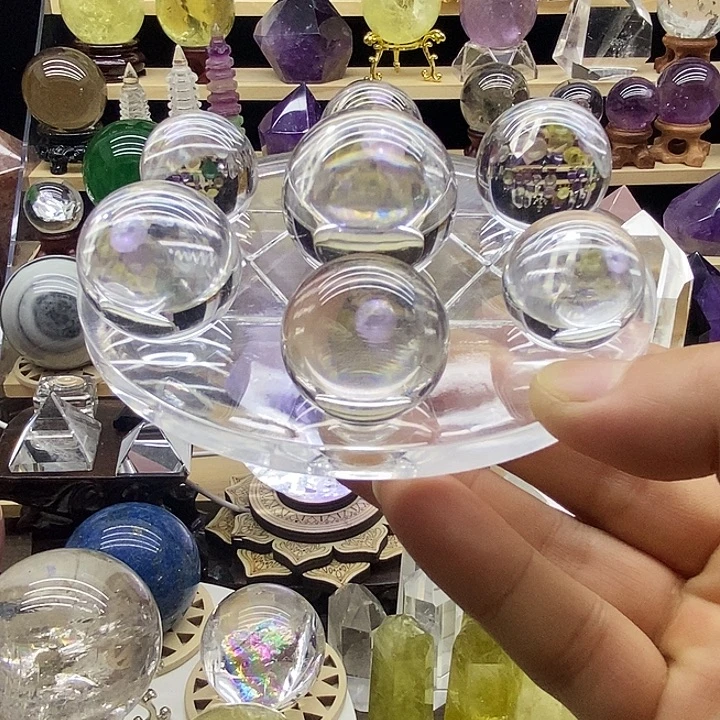 石材天然白水晶七星盘