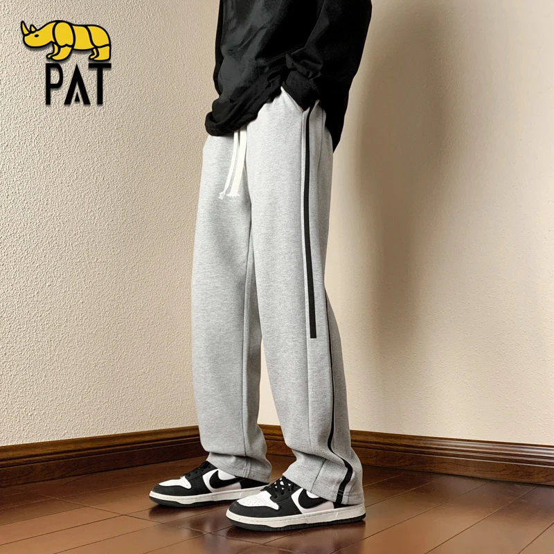 PAT平安犀牛官方2025春季新款日系条纹休闲裤秋季运动宽松长裤