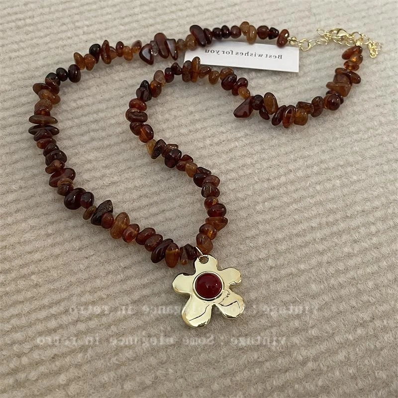 钛钢锆石项链 锆石项链咖色锁骨链碎石项链韩系小众个性简约百搭