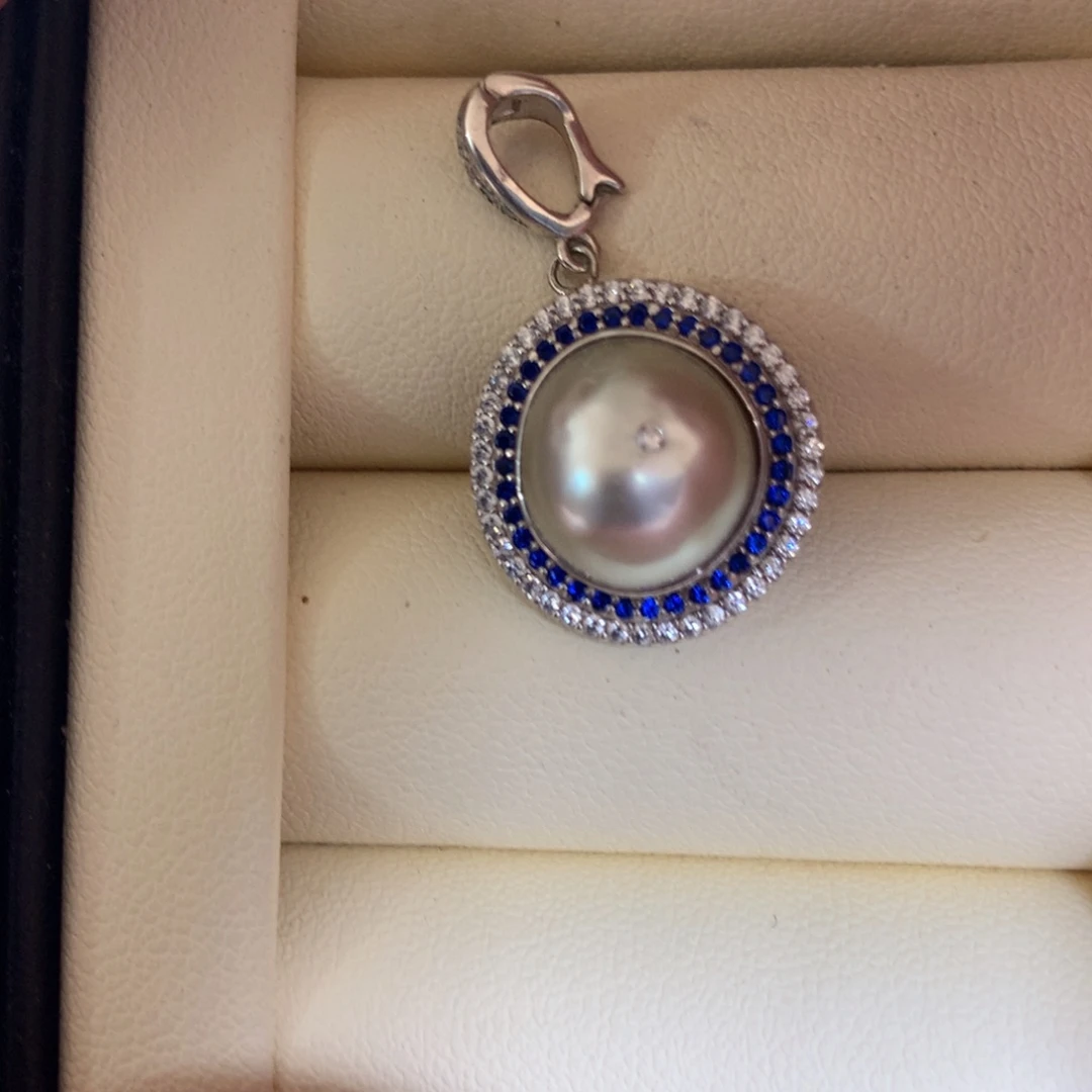 海水珍珠银S925镶嵌颈饰