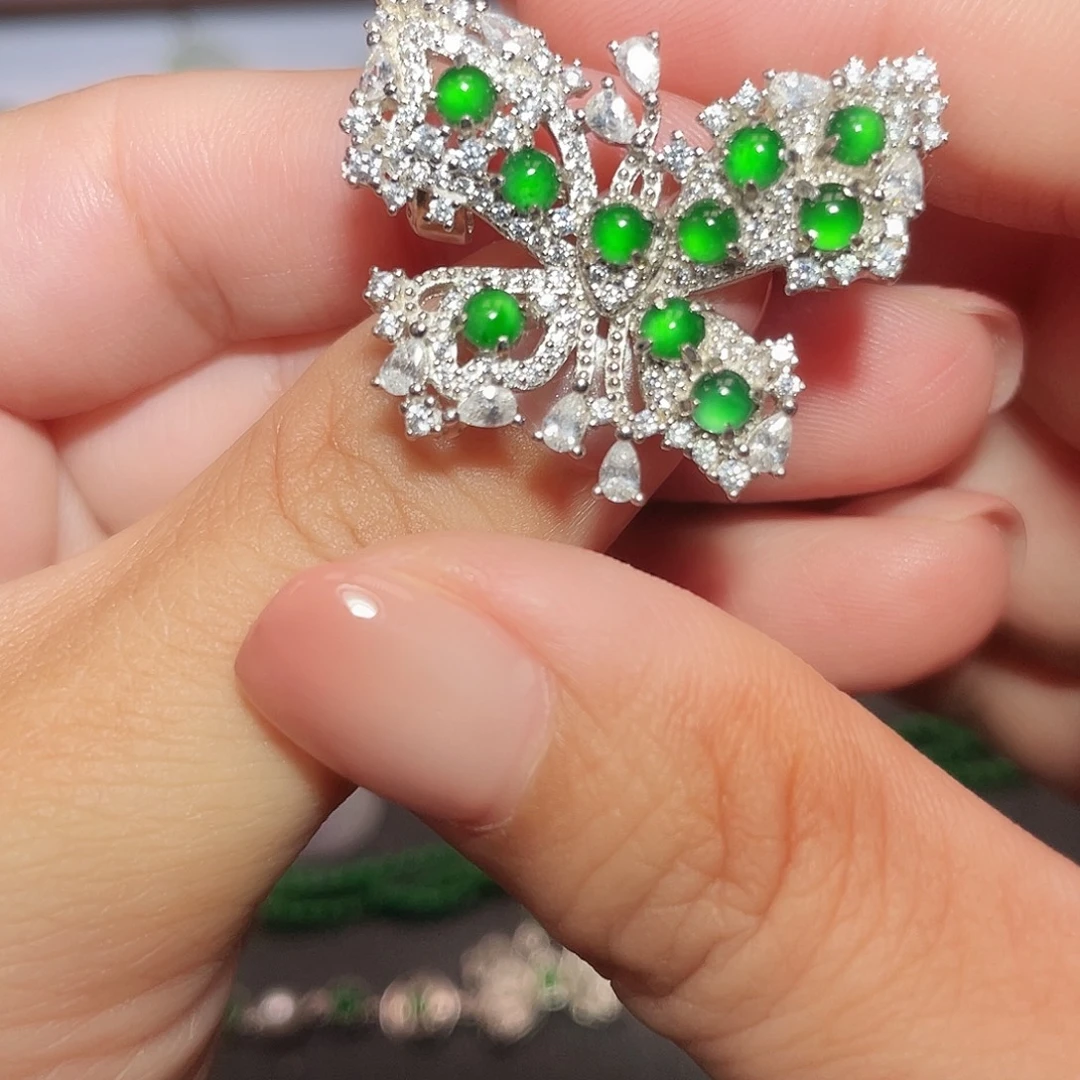 翡翠银S925镶嵌颈饰