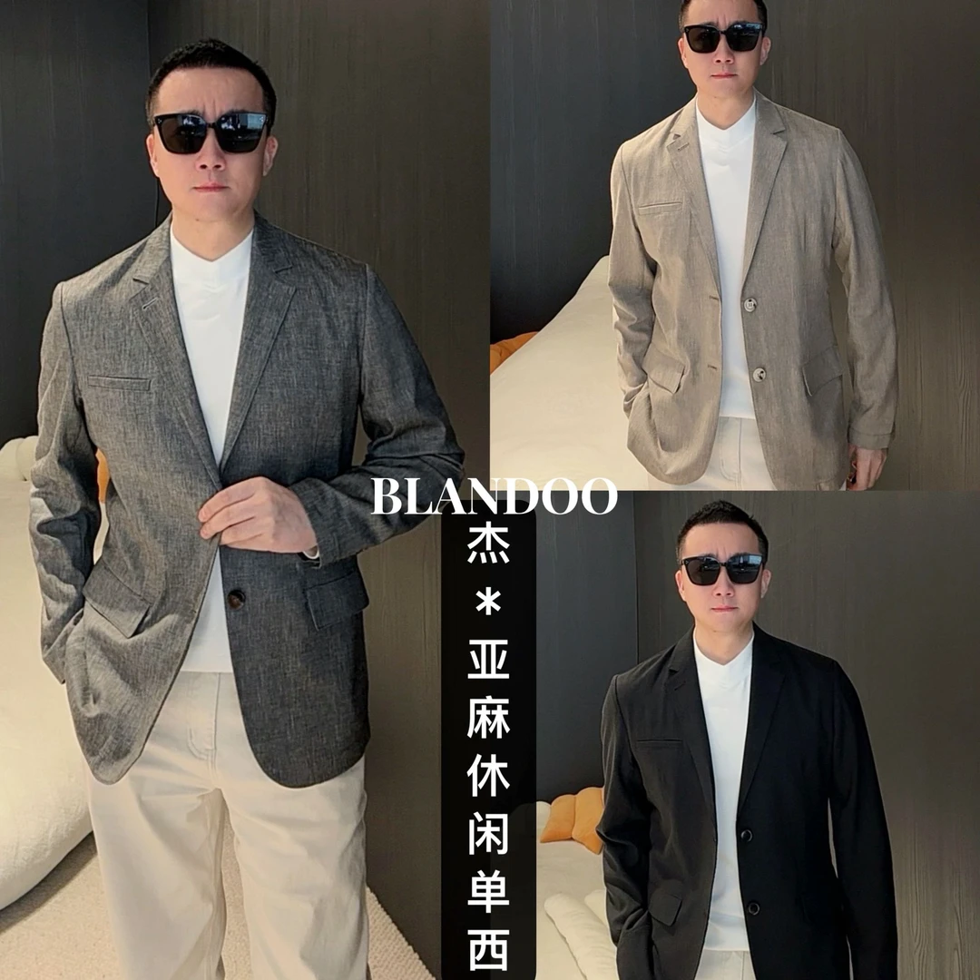 BLANDOO "意式经典" Z*系列男士轻奢帅气亚麻混纺西服外套D03
