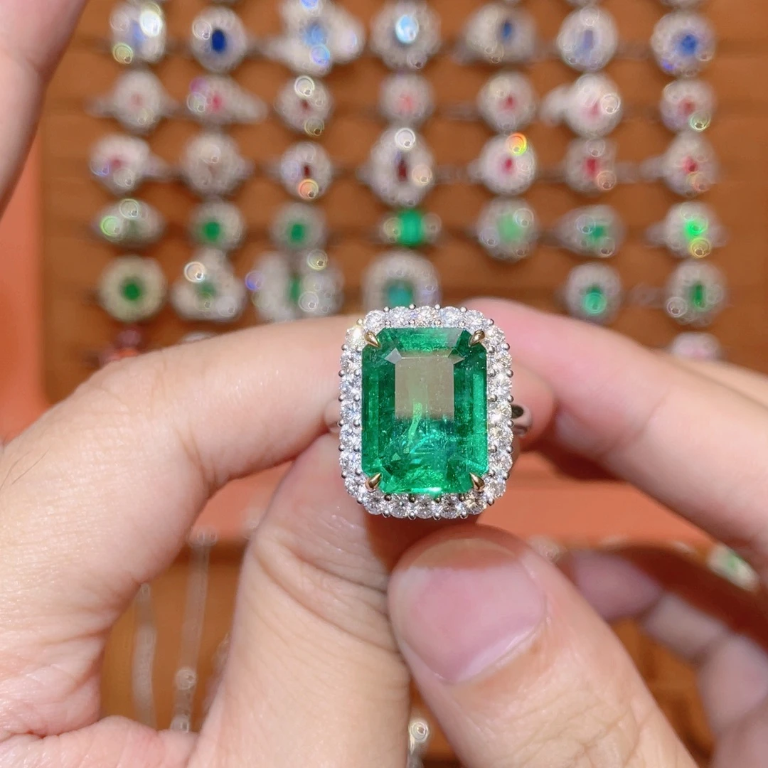 祖母绿戒指18K金镶嵌8.93ct 两用