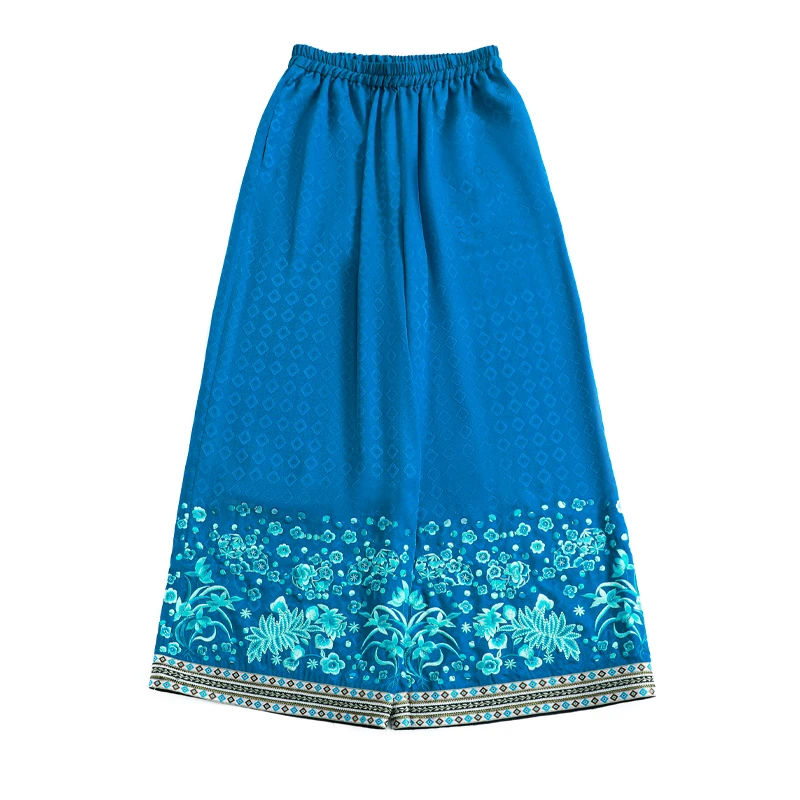 「花开云舒」乐锦坊复古中国风原创手工设计感中式长款汉服绣花裤子