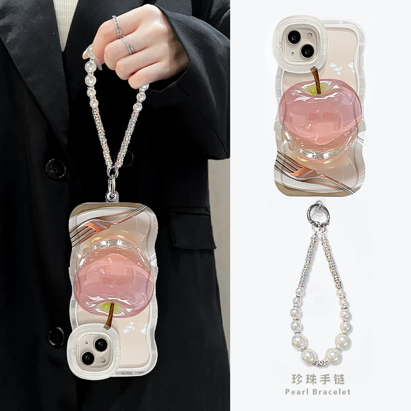 水晶苹果双支架适用苹果16手机壳iPhone15/13新款11promax华为p70