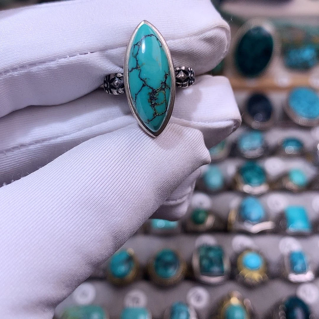 绿松石挂件银S925镶嵌